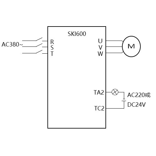 SK600三科變頻器接運行指示燈視頻指導(dǎo)